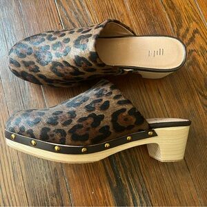 J. Jill Brown and Black Mules with Leopard Print